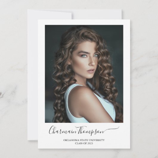Moderne Klassieke Script Simple Photo Afstuderen Kaart (Voorkant)