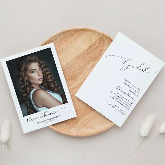 Moderne Klassieke Script Simple Photo Afstuderen Kaart