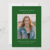 Moderne Klassieke Simple Green Two Photo Afstudere Aankondiging (Voorkant)