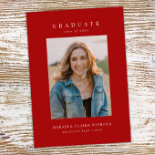 Moderne Klassieke Simple Red Two Photo Afstuderen Aankondiging