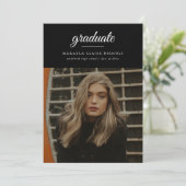 Moderne Klassieke Simple Script Photo Afstuderen Kaart (Staand voorkant)