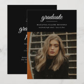 Moderne Klassieke Simple Script Photo Afstuderen Kaart (Voorkant / Achterkant)