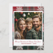Moderne  klassieke sneeuwvlokken foto feestdagenkaart (Voorkant)