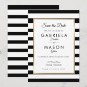 Moderne Klassieke Streep Trouw Save the Date Kaart (Voorkant / Achterkant)