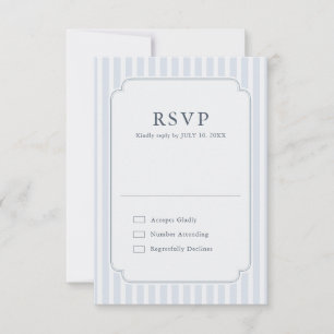Moderne Klassieke Strepen Stofblauw Vintage Bruilo RSVP Kaartje