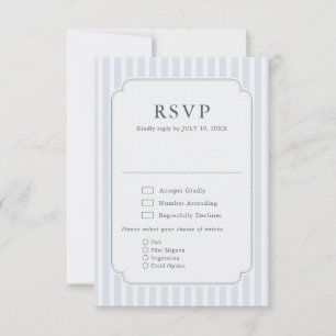 Moderne Klassieke Strepen Stofblauw Vintage Trouwe RSVP Kaartje