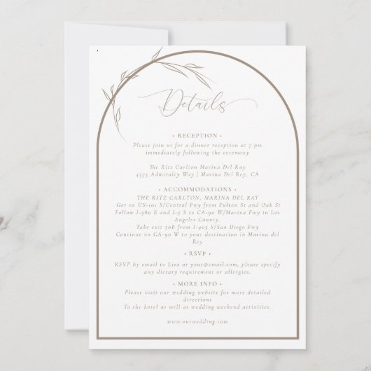 Moderne klassieke taupe | formele bruiloft kaart (Achterkant)