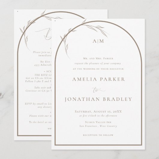 Moderne klassieke taupe | formele bruiloft kaart (Voorkant / Achterkant)