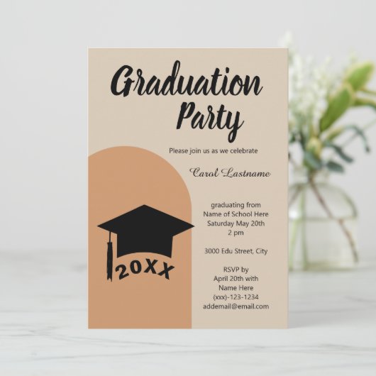 Moderne klassieke terracotta beige Arch Afstudeerd Kaart (Staand voorkant)