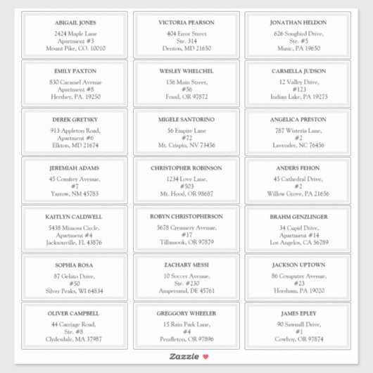 Moderne klassieke trouw gastadreslabels sticker (Vel)