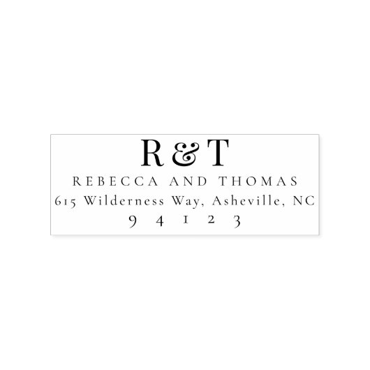 Moderne Klassieke Trouw Monogram Retouradres  Rubberstempel (Afrduk)