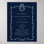 Moderne Klassieke Trouwceremonie Programma Navybla Poster (Voorkant)