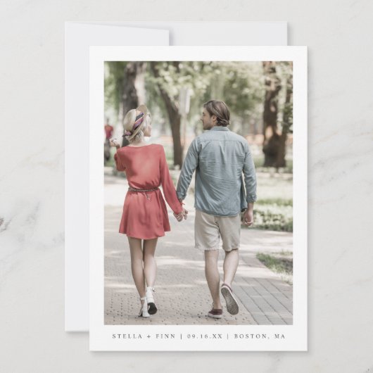 Moderne klassieke twee foto's QR-code Save The Date (Voorkant)