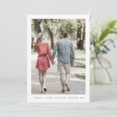 Moderne klassieke twee foto's QR-code Save The Date (Staand voorkant)