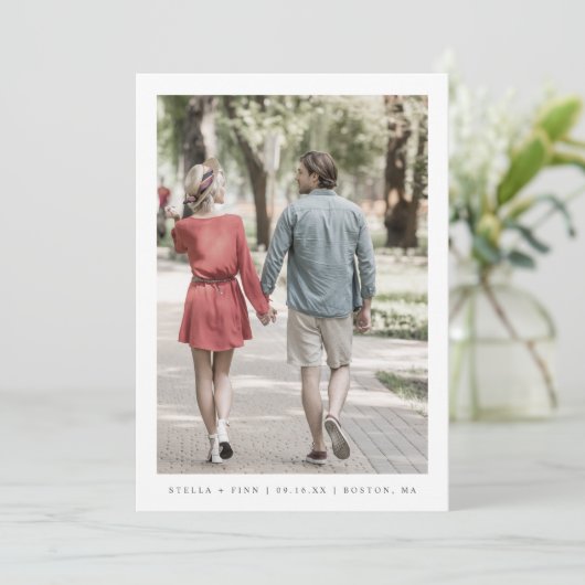 Moderne klassieke twee foto's QR-code Save The Date (Staand voorkant)