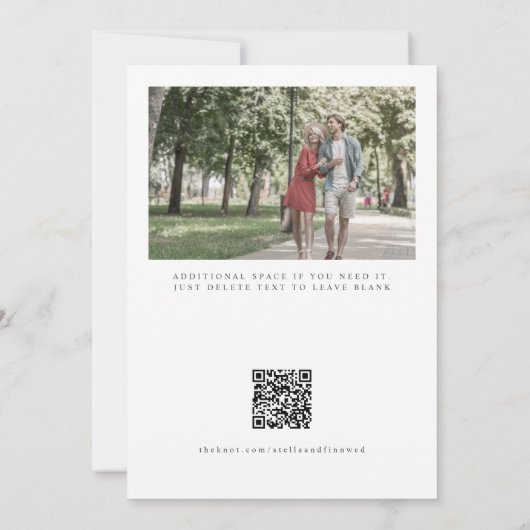 Moderne klassieke twee foto's QR-code Save The Date (Achterkant)