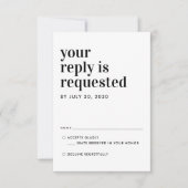 Moderne klassieke typografie Reactie Bruiloft RSVP (Voorkant)