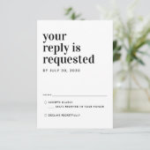 Moderne klassieke typografie Reactie Bruiloft RSVP Kaartje (Staand voorkant)