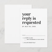 Moderne klassieke typografie Reactie Bruiloft RSVP Kaartje (Voorkant / Achterkant)