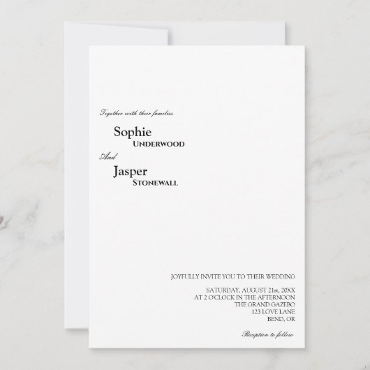 Moderne klassieke uitnodiging voor het bruiloft (Voorkant)