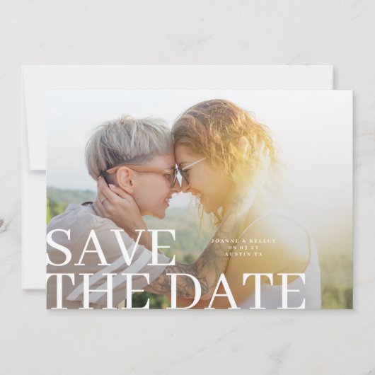 Moderne Klassieke Volledige Grote 2 Foto Huwelijk Save The Date (Voorkant)