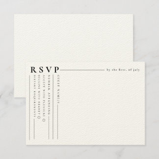 Moderne Klassieke White Minimalist RSVP Wedding Ka Notitiekaartje