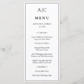 Moderne Klassieke Witte Monogram Huwelijk Flat Men Menu (Voorkant)