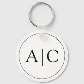 Moderne Klassieke Witte Monogram Trouwfoto Sleutelhanger (Voorkant)