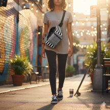 Moderne Klassieke Witte Zwarte Casual Slingtas