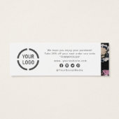 Moderne, klassieke zwarte abstracte bloemenhandel mini visitekaartjes (Achterkant)