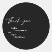 Moderne klassieke zwarte bruiloft Dank u Sticker (Voorkant)