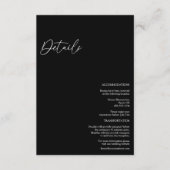 Moderne klassieke zwarte bruiloft - details informatiekaartje (Voorkant)