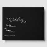 Moderne klassieke zwarte bruiloft gastenboek<br><div class="desc">Dit moderne klassieke zwarte trouwgastenboek is perfect voor je elegante moderne bruiloft. Dit ontwerp is voorzien van witte eenvoudige kalligrafie die op een donkere zwarte achtergrond is geplaatst om te passen aan uw klassieke bruiloft of minimalistische boho bruiloft in de lente, zomer, herfst of winter. Geef ons alstublieft de vrijheid...</div>