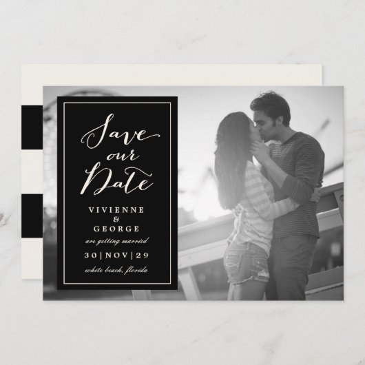 Moderne klassieke zwarte doos Bord Opslaan datum Kaart (Voorkant / Achterkant)