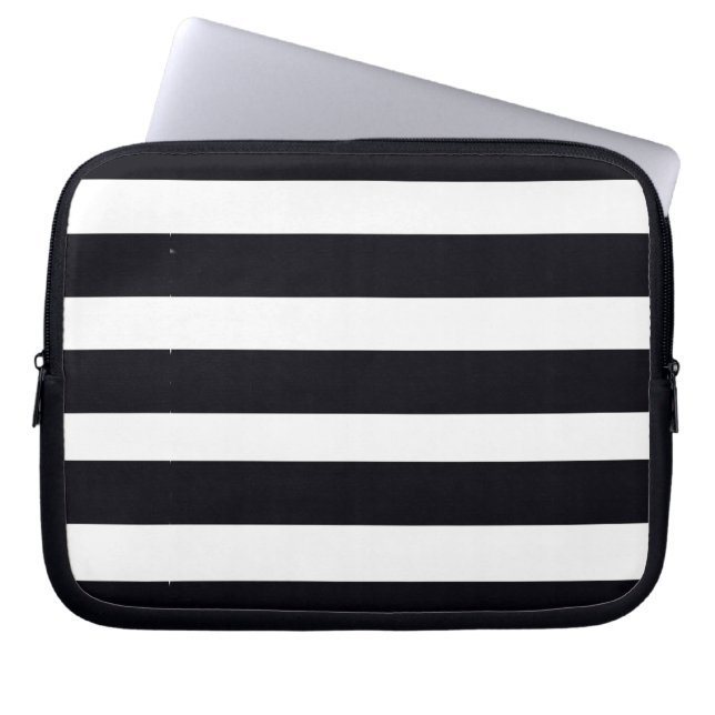 Moderne klassieke zwarte en witte stripper laptop sleeve (Voorkant)