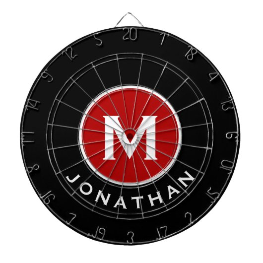 Moderne klassieke zwarte monogram dartbord (Voorkant)