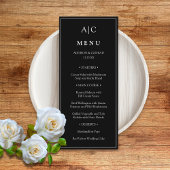 Moderne Klassieke Zwarte Monogram Huwelijk Flat Me Menu