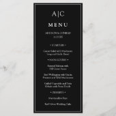 Moderne Klassieke Zwarte Monogram Huwelijk Flat Me Menu (Voorkant)