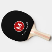 Moderne klassieke zwarte monogram tafeltennisbatje (Zijkant)