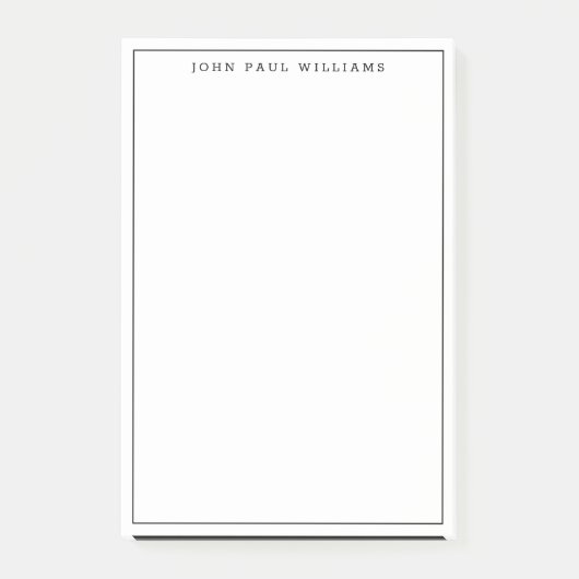 Moderne klassieke zwarte professionele dunne lijn post-it® notes (Voorkant)