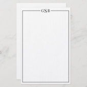 Moderne klassieke zwarte schrijfkunst briefpapier (Voorkant / Achterkant)