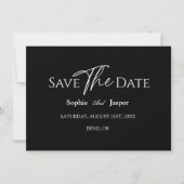 Moderne Klassieke Zwarte Trouwkaart Save The Date (Voorkant)