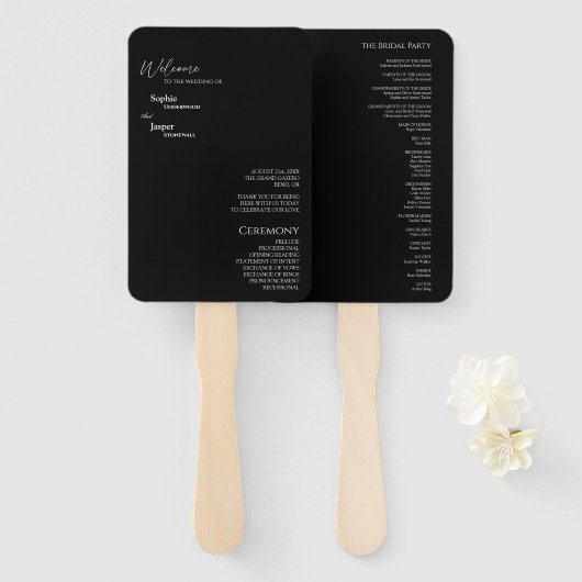 Moderne klassieke zwarte-weddenschapsprogramma Fan Handwaaier (Voorkant en achterkant)