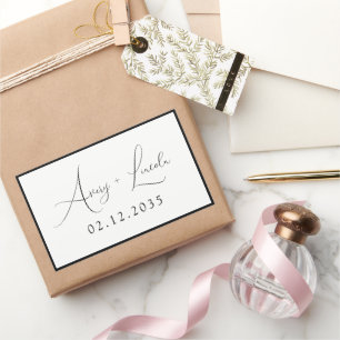 Moderne Klassieke Zwarte & Witte Rand Script Bruil Rechthoekige Sticker