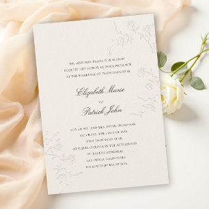 Moderne Klassieker Delicate Wild Roses Ecru Trouwj Kaart
