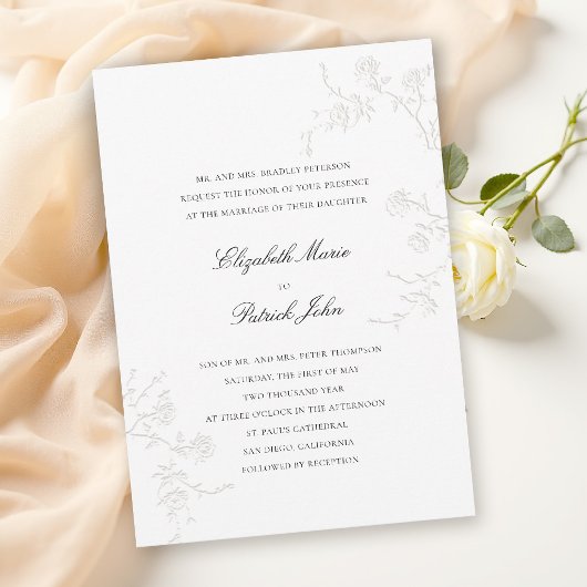 Moderne Klassieker Delicate Wild Roses Witte Bruil Kaart