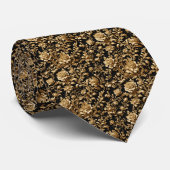 Moderne Klassieker – Elegant Goud Patroon Stropdas (Opgerold)