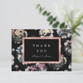 Moderne klassieker zwart abstract bloemen dank u c bedankkaart (Staand voorkant)