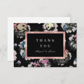 Moderne klassieker zwart abstract bloemen dank u c bedankkaart (Voorkant / Achterkant)