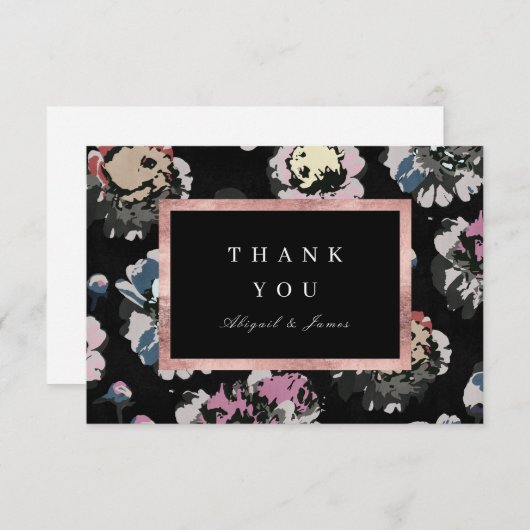 Moderne klassieker zwart abstract bloemen dank u c bedankkaart (Voorkant / Achterkant)